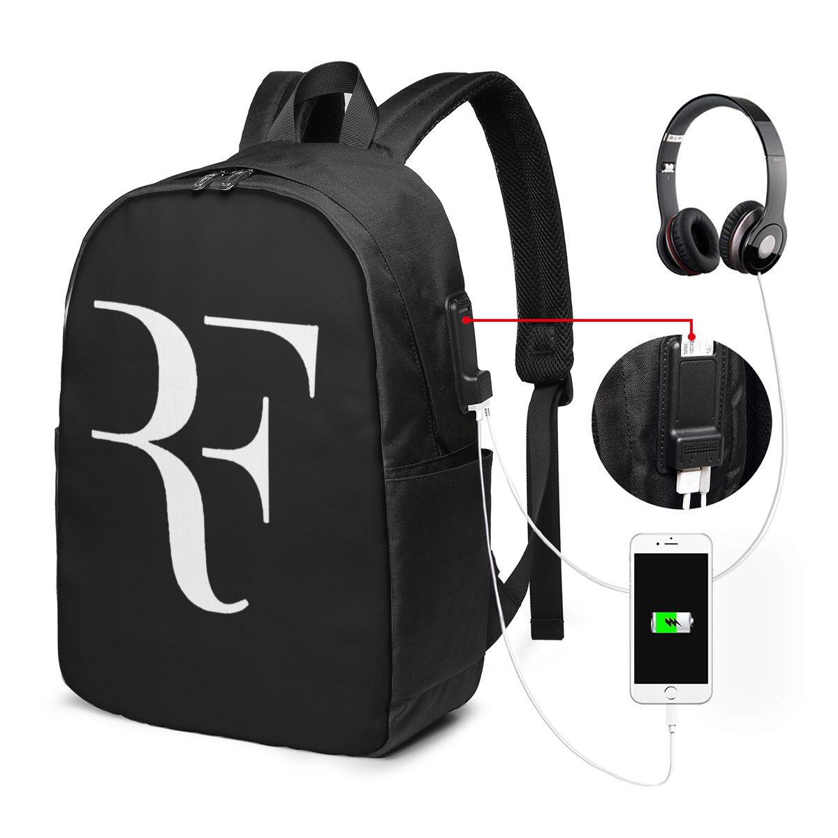 Books - Roger Federer Backpack Travel Notebook Bag