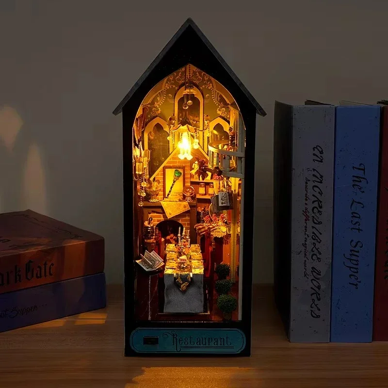 Magic Restaurant Bookshelf Hom - đánh giá và giá Diy Wooden Book Nook Kit Shelf Insert